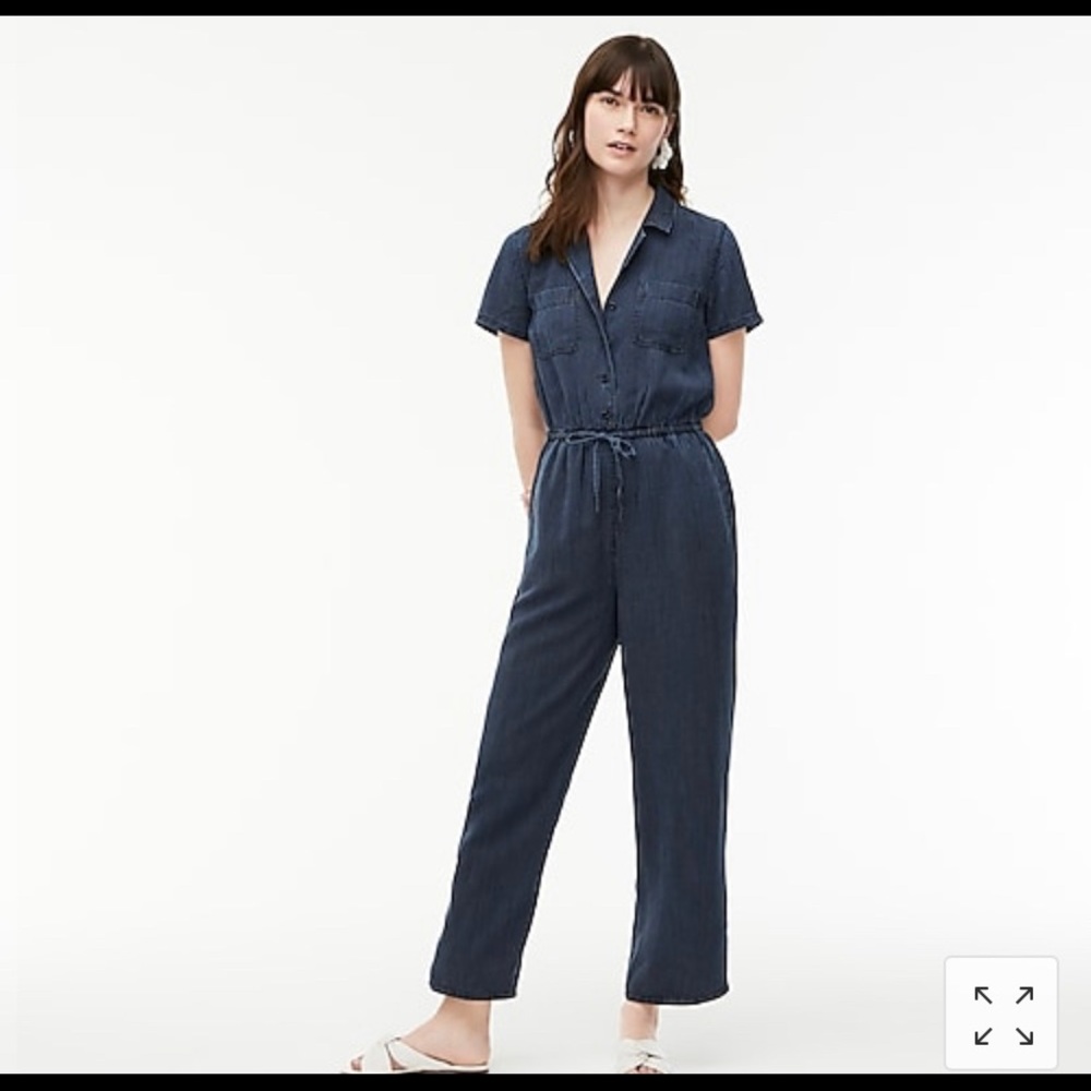 j.crew short-sleeve pinstripe jumpsuit NWT